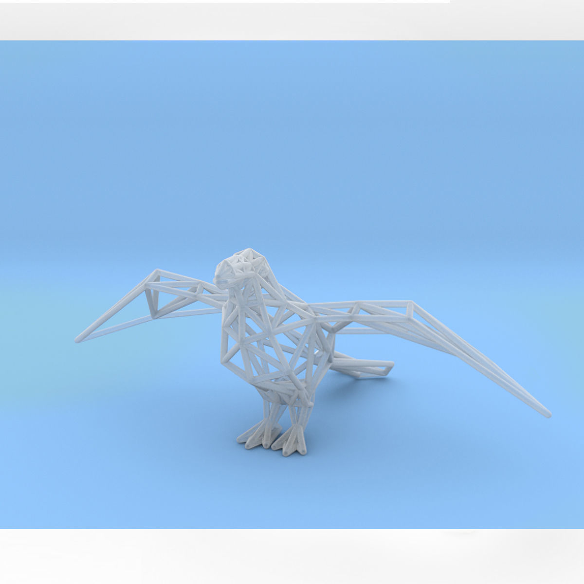 Oxpecker golden triangular sculpture 3D print model_24