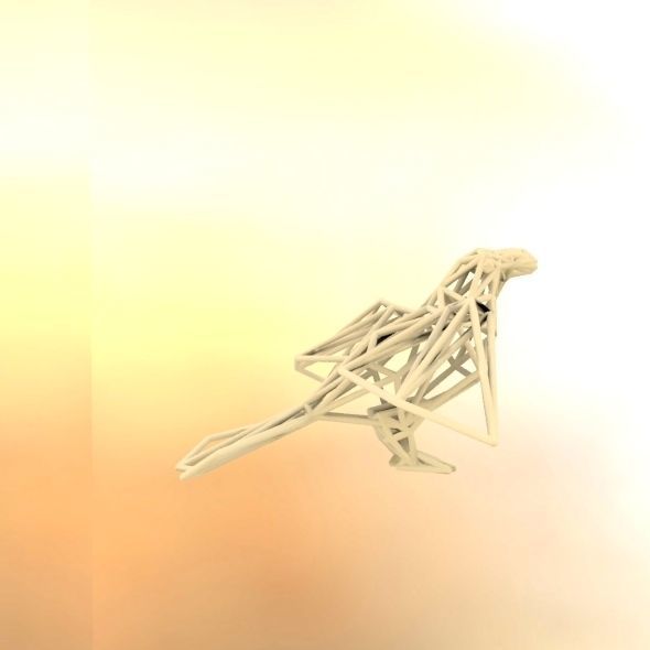Oxpecker golden triangular sculpture 3D print model_49