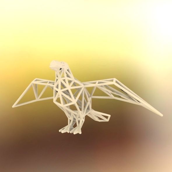 Oxpecker golden triangular sculpture 3D print model_64