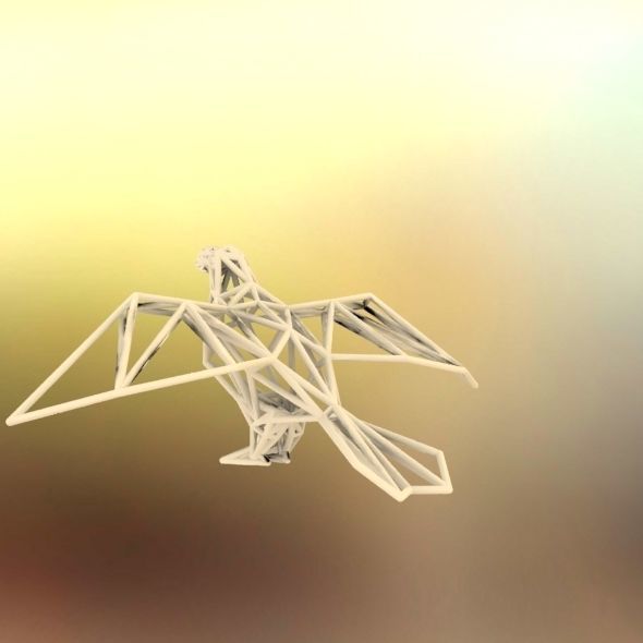 Oxpecker golden triangular sculpture 3D print model_57