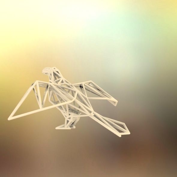 Oxpecker golden triangular sculpture 3D print model_58