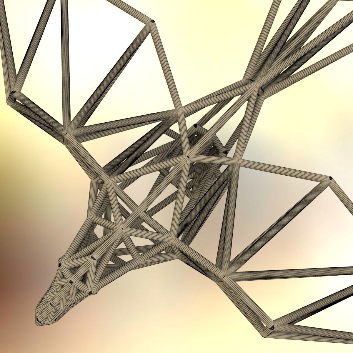 Oxpecker golden triangular sculpture 3D print model_19