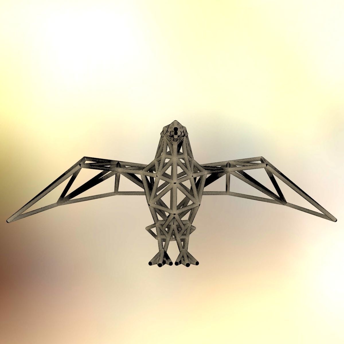 Oxpecker golden triangular sculpture 3D print model_16