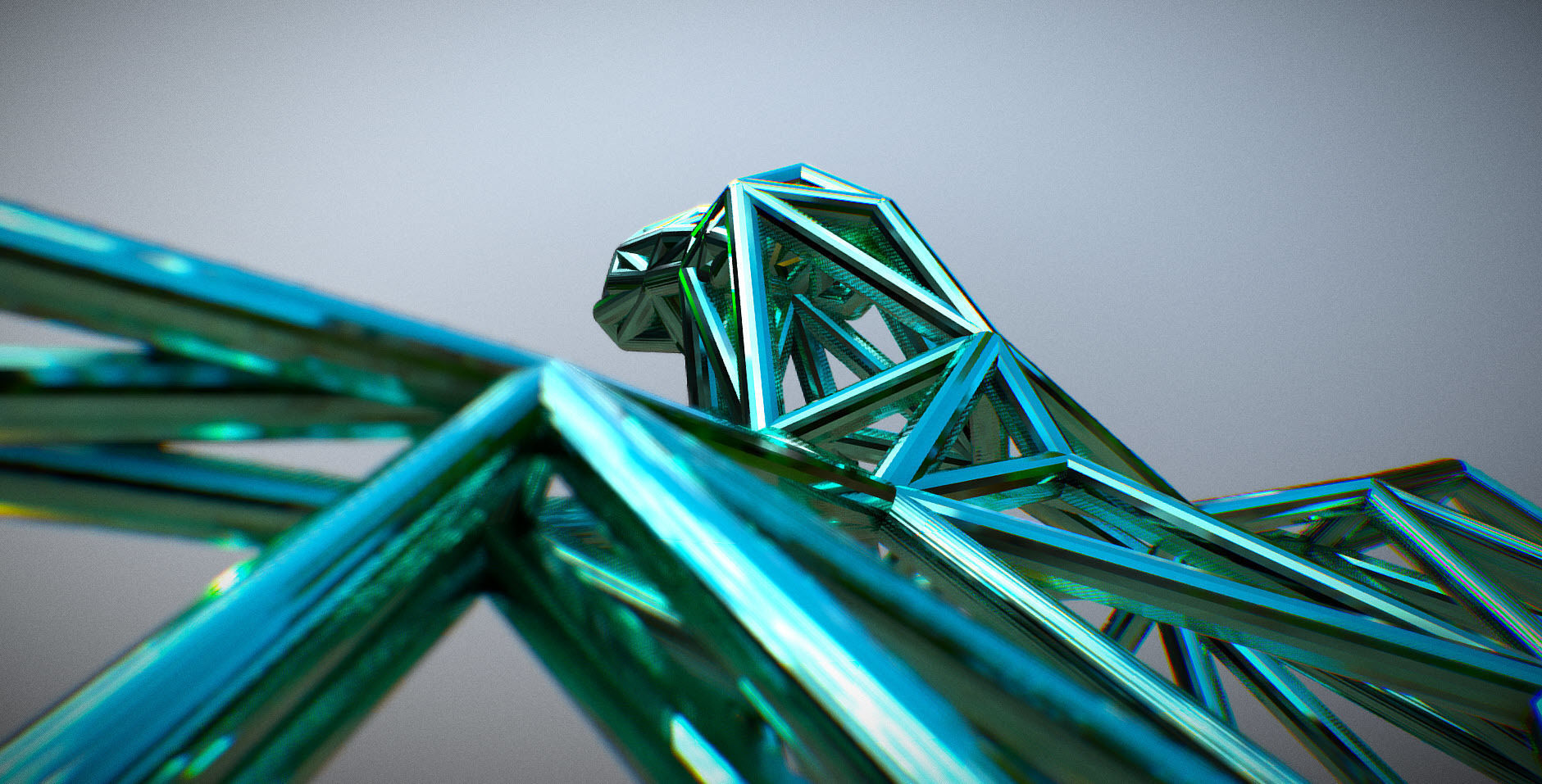 Oxpecker golden triangular sculpture 3D print model_13