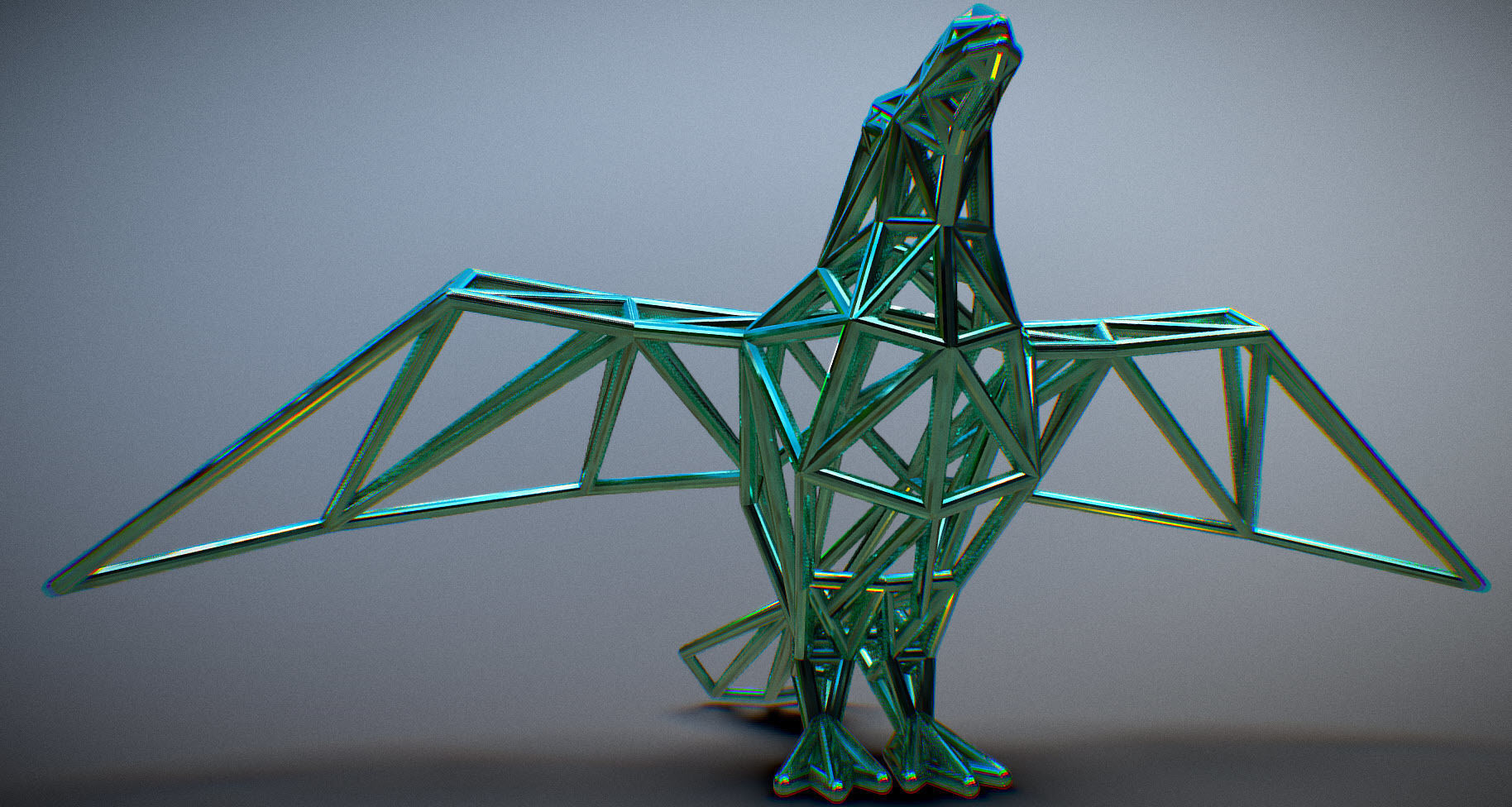 Oxpecker golden triangular sculpture 3D print model_68