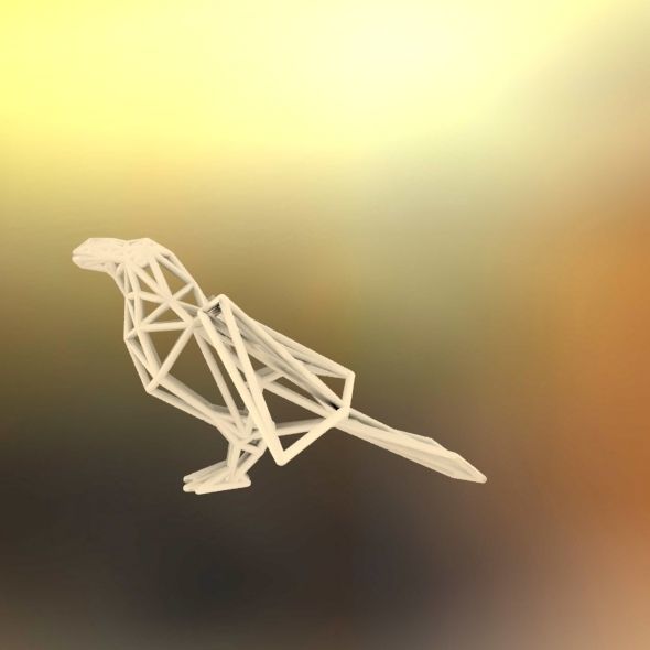 Oxpecker golden triangular sculpture 3D print model_61