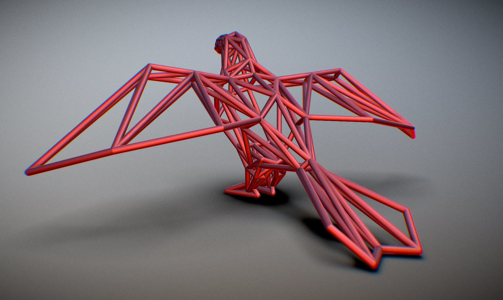 Oxpecker golden triangular sculpture 3D print model_6