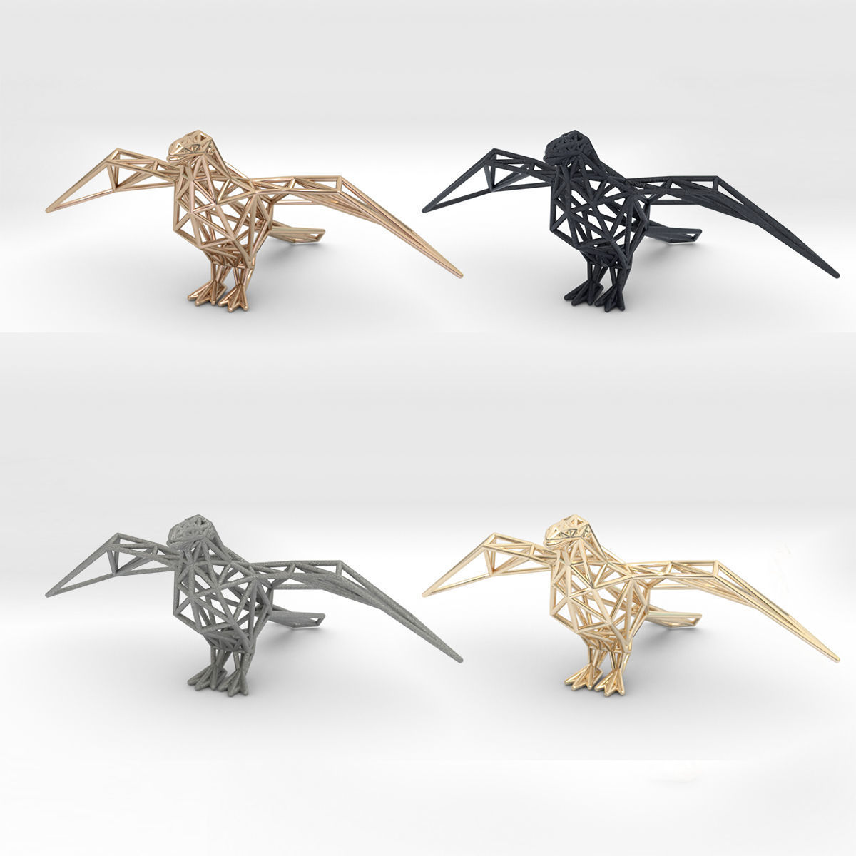 Oxpecker golden triangular sculpture 3D print model_15