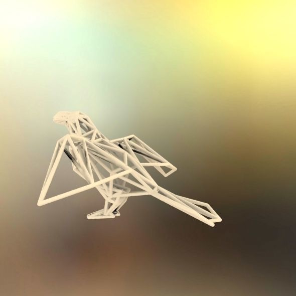 Oxpecker golden triangular sculpture 3D print model_59