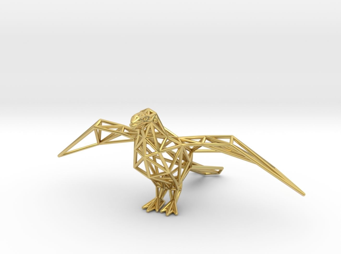 Oxpecker golden triangular sculpture 3D print model_36
