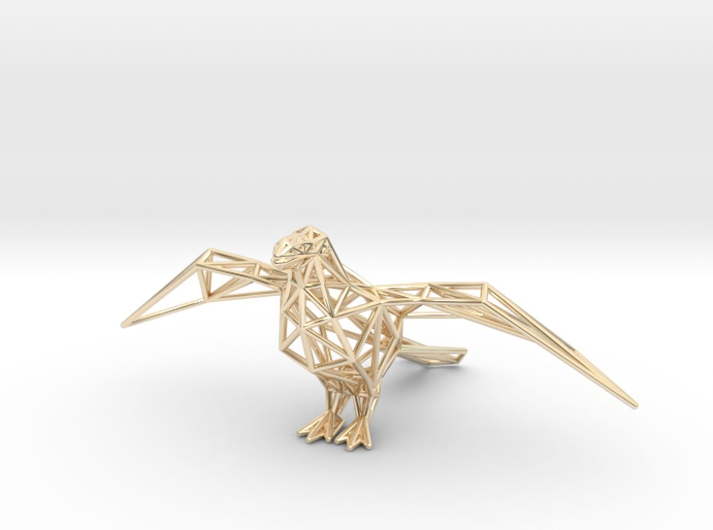 Oxpecker golden triangular sculpture 3D print model_39