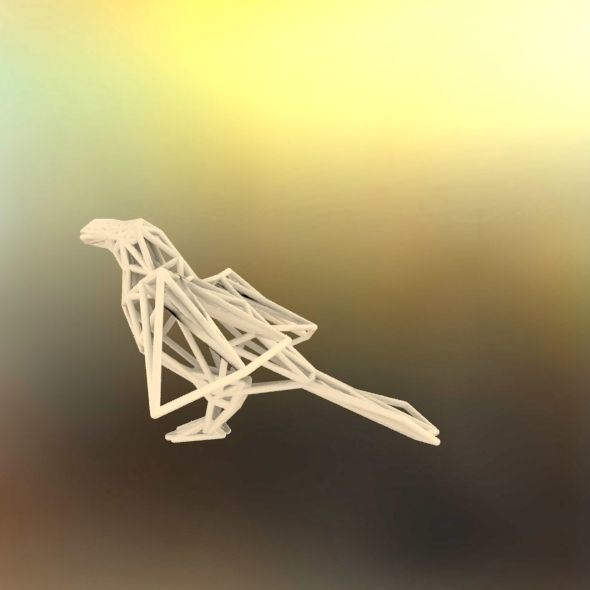 Oxpecker golden triangular sculpture 3D print model_60
