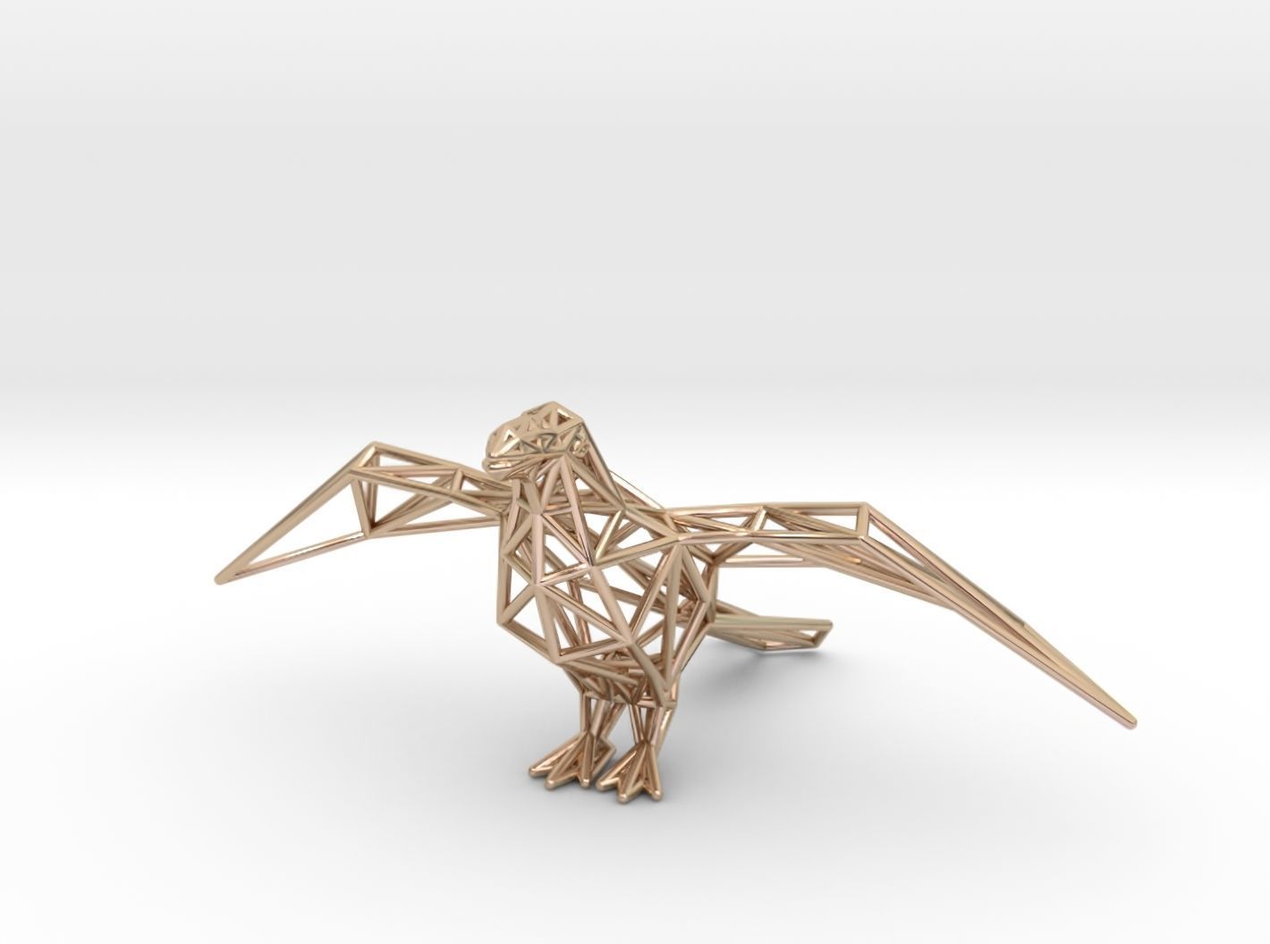 Oxpecker golden triangular sculpture 3D print model_38