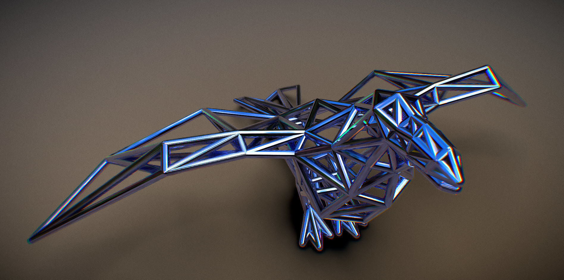 Oxpecker golden triangular sculpture 3D print model_7