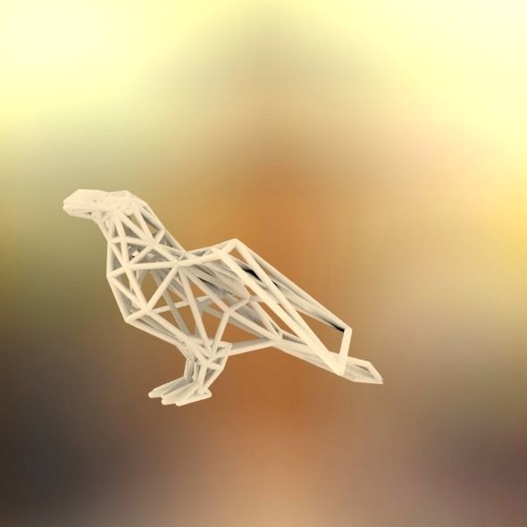 Oxpecker golden triangular sculpture 3D print model_62