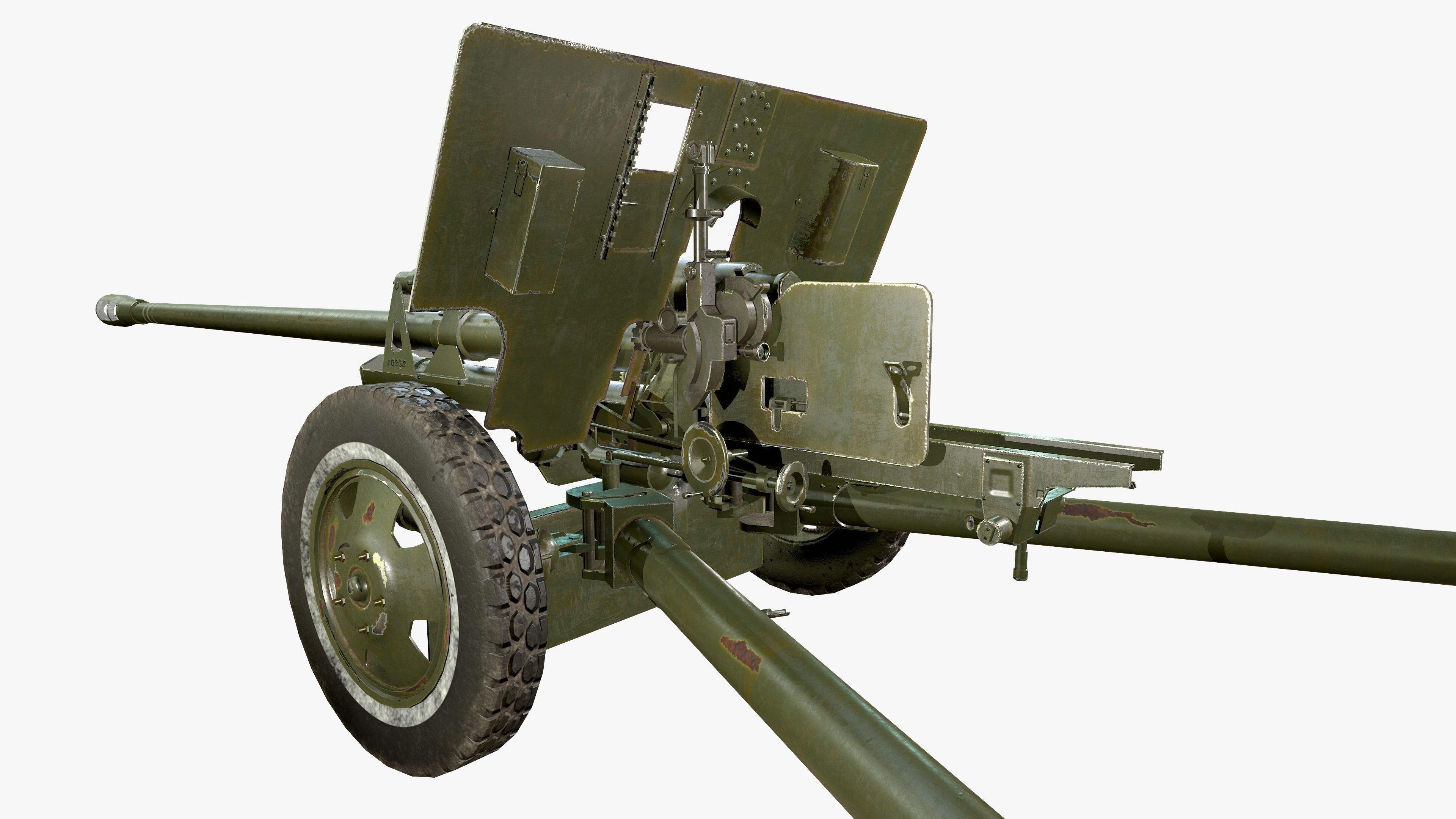ZiS 3 soviet anti-tank gun Low-poly 3D model_4