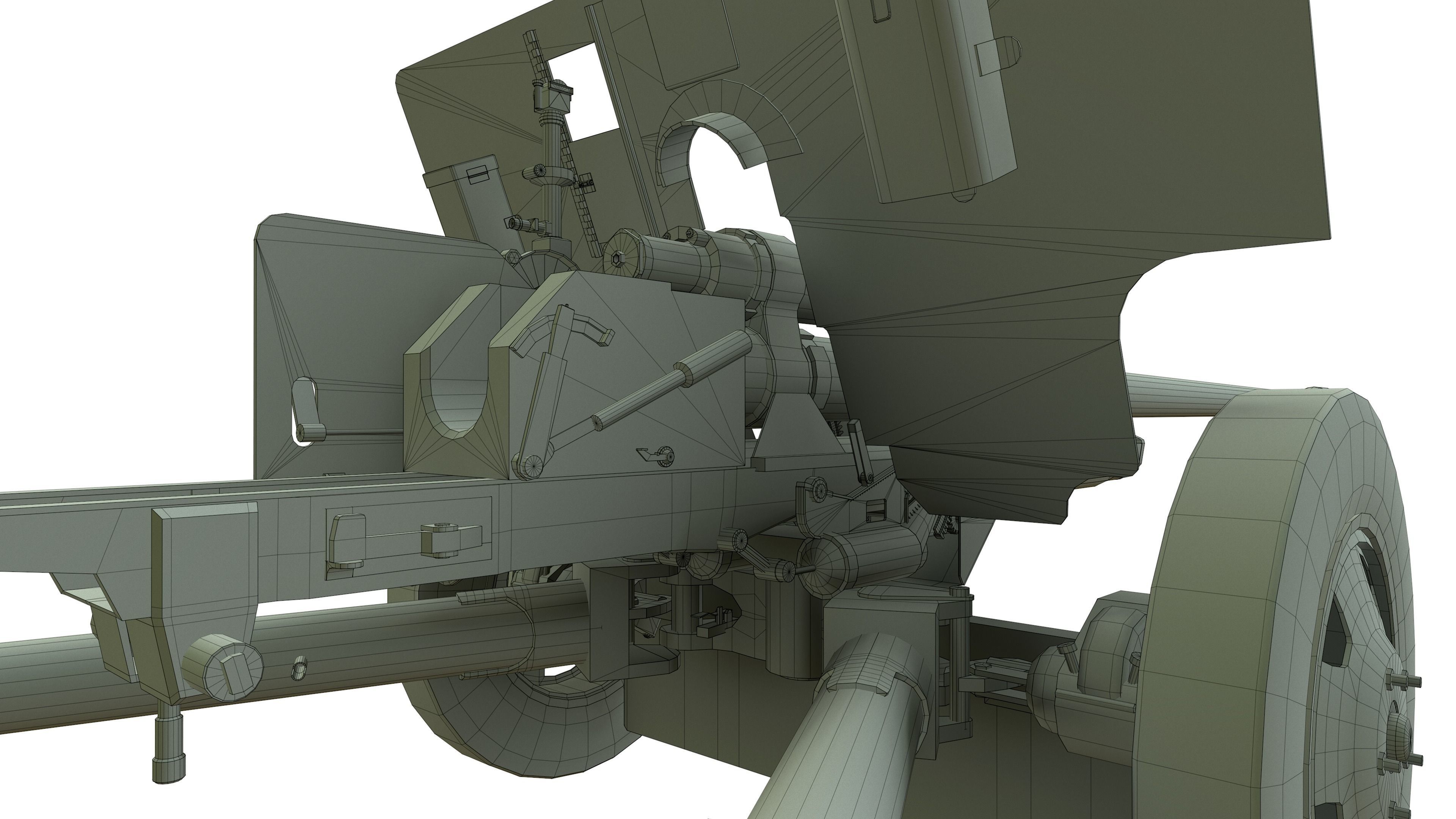 ZiS 3 soviet anti-tank gun Low-poly 3D model_12