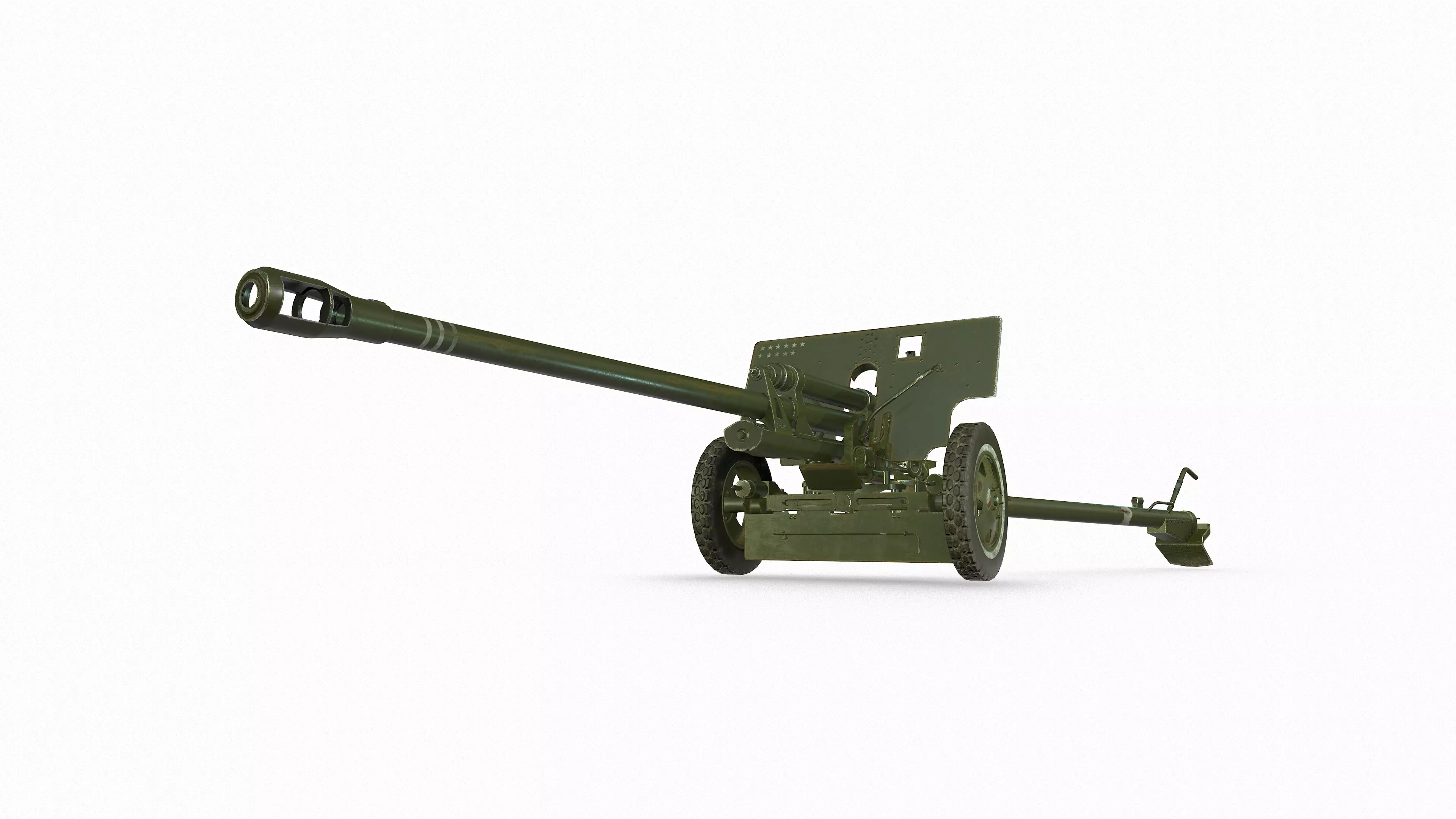 ZiS 3 soviet anti-tank gun Low-poly 3D model_0