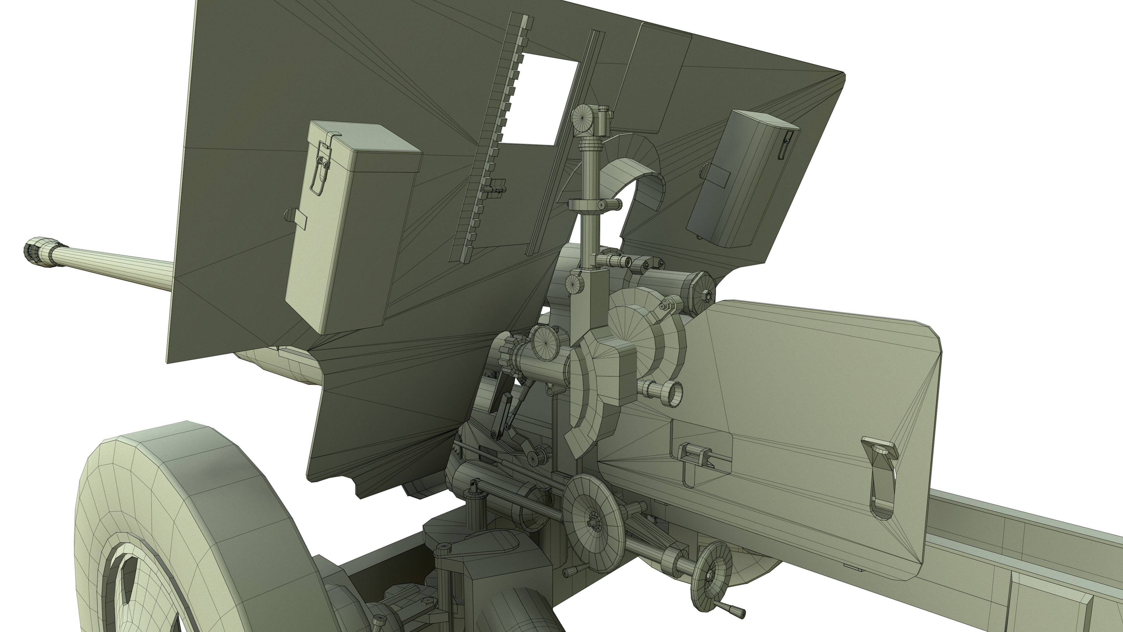 ZiS 3 soviet anti-tank gun Low-poly 3D model_10
