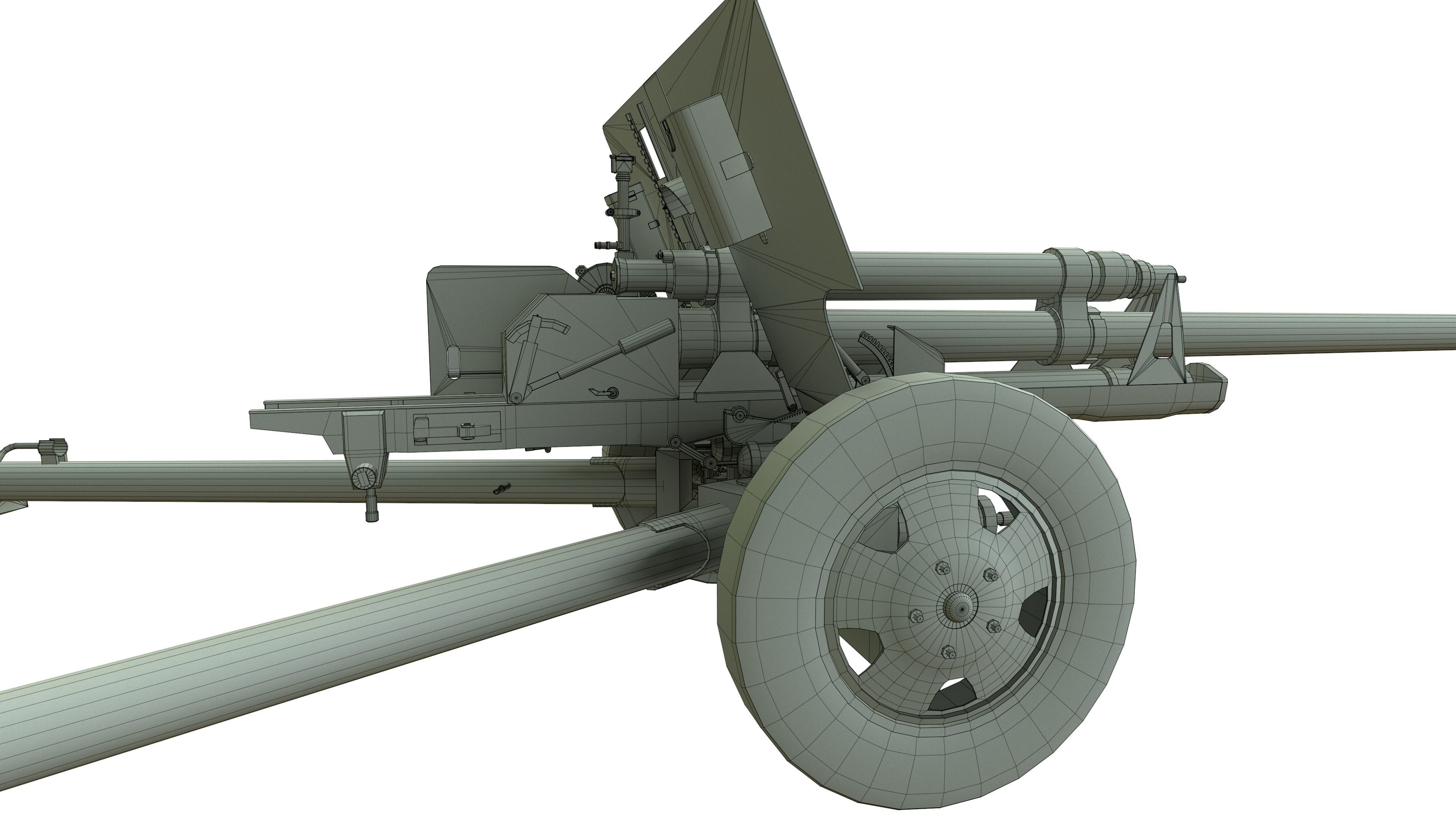 ZiS 3 soviet anti-tank gun Low-poly 3D model_13