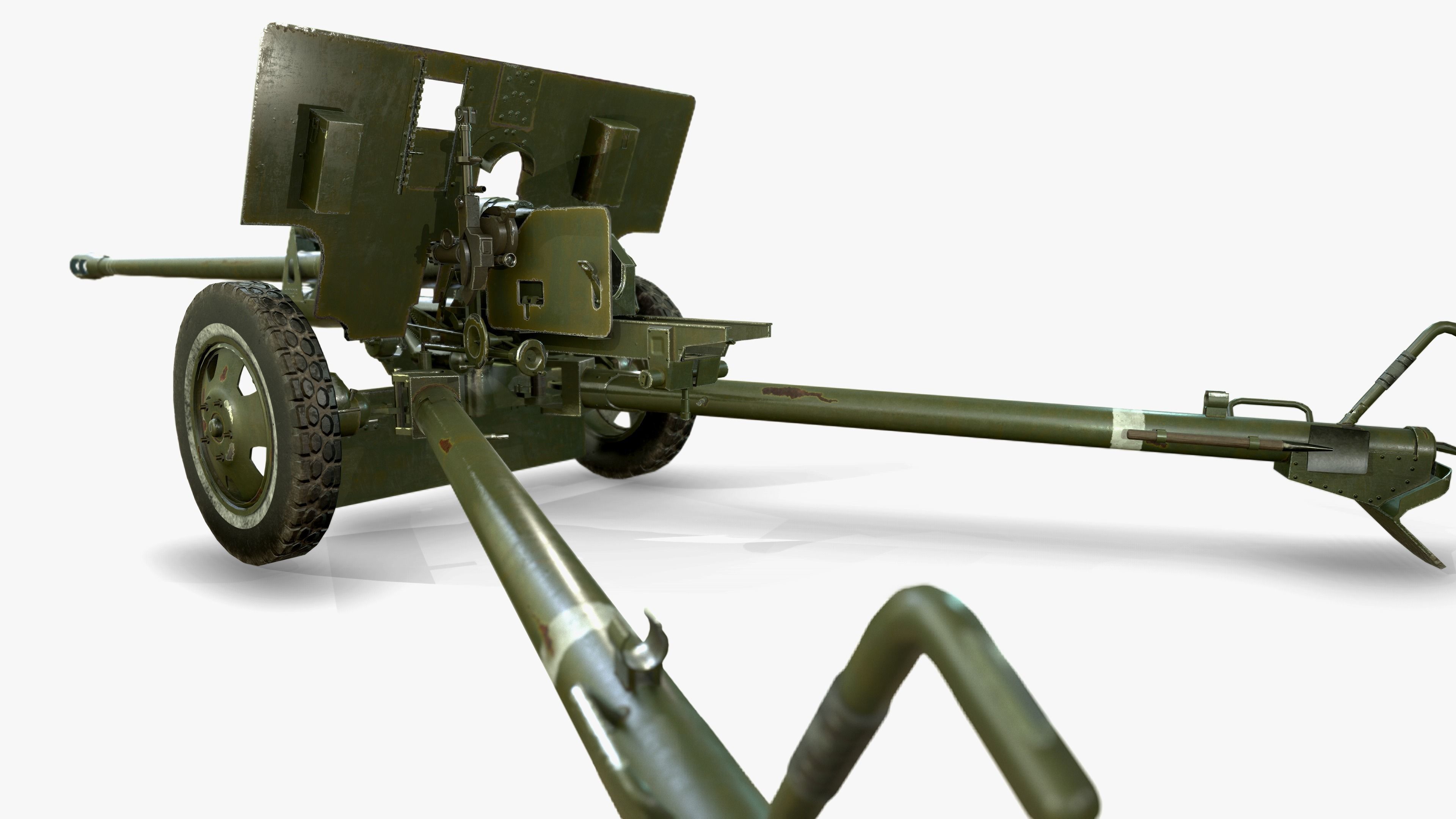 ZiS 3 soviet anti-tank gun Low-poly 3D model_2