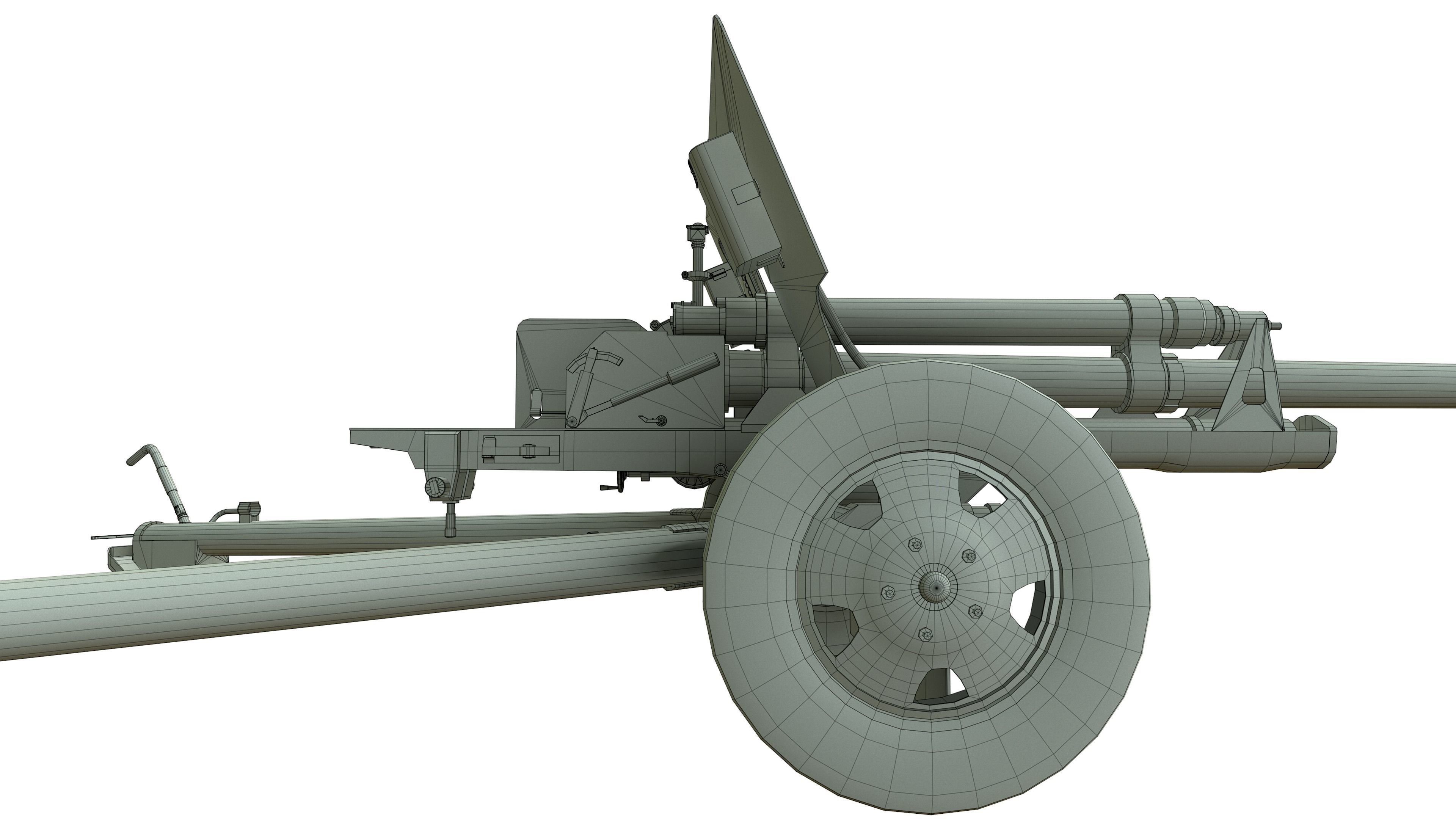 ZiS 3 soviet anti-tank gun Low-poly 3D model_16