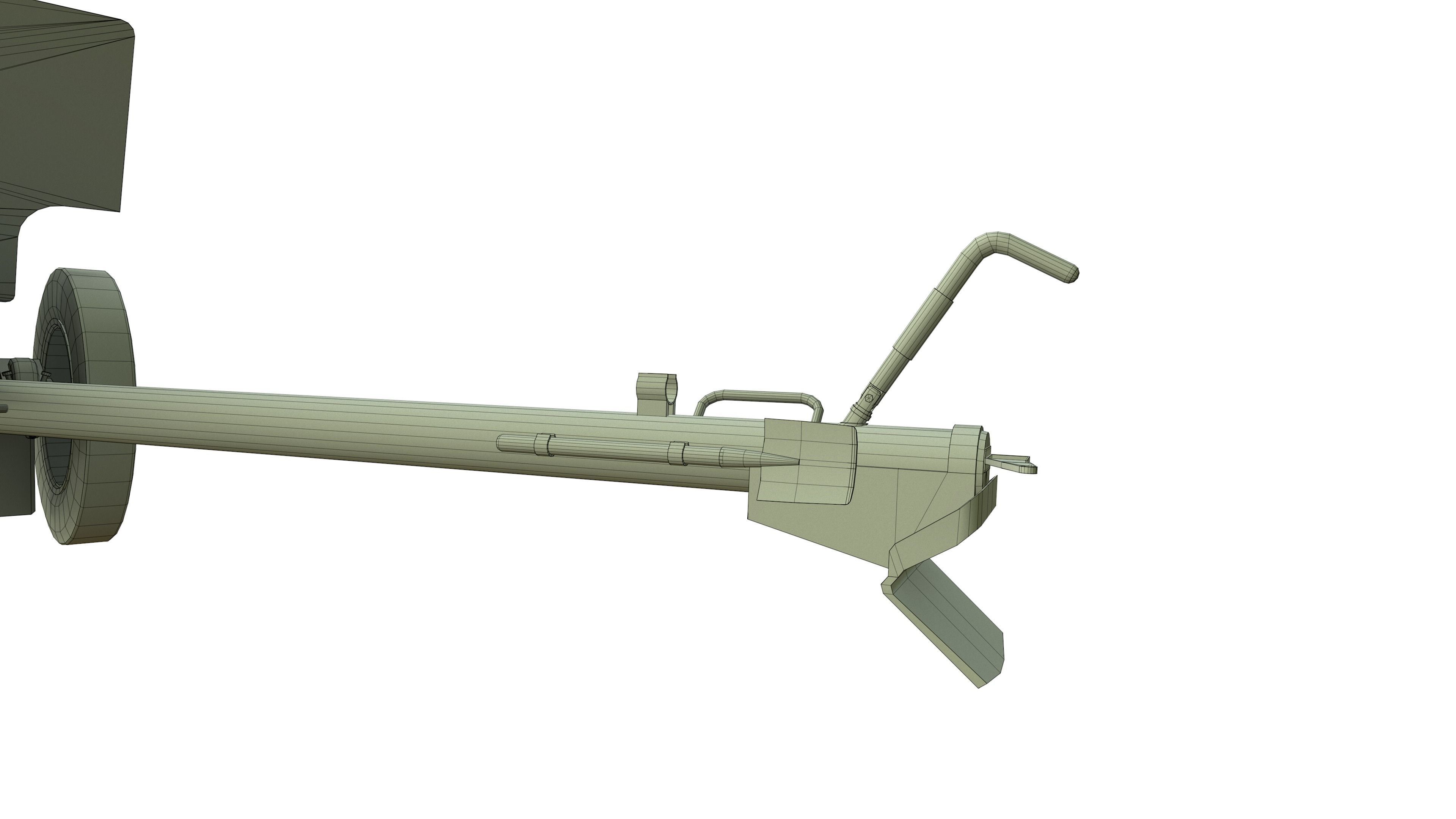 ZiS 3 soviet anti-tank gun Low-poly 3D model_17
