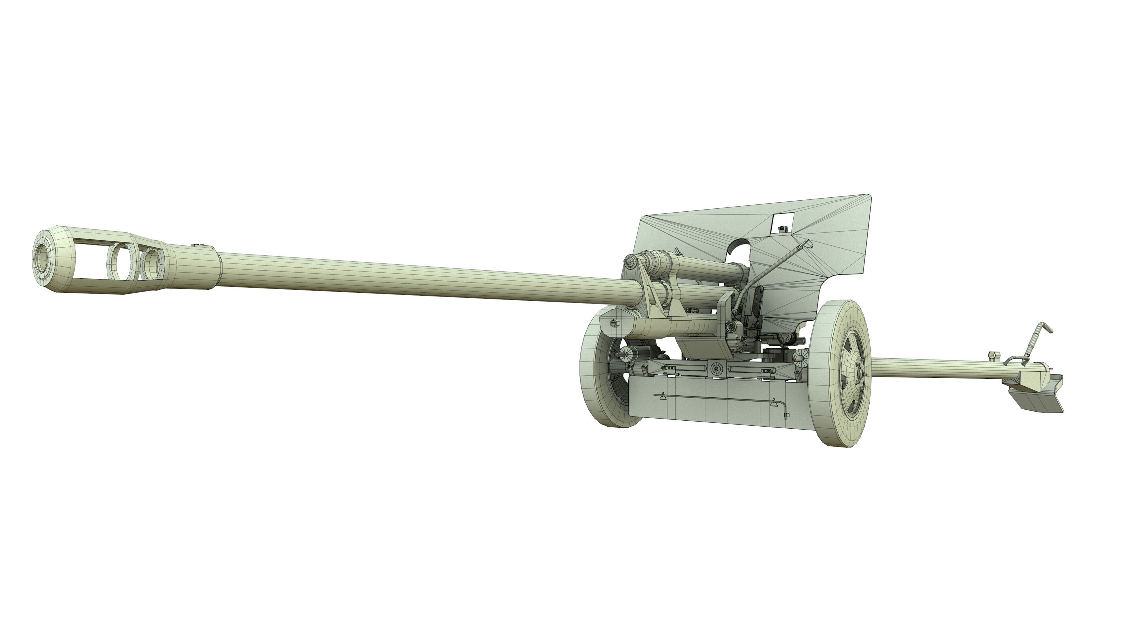 ZiS 3 soviet anti-tank gun Low-poly 3D model_7