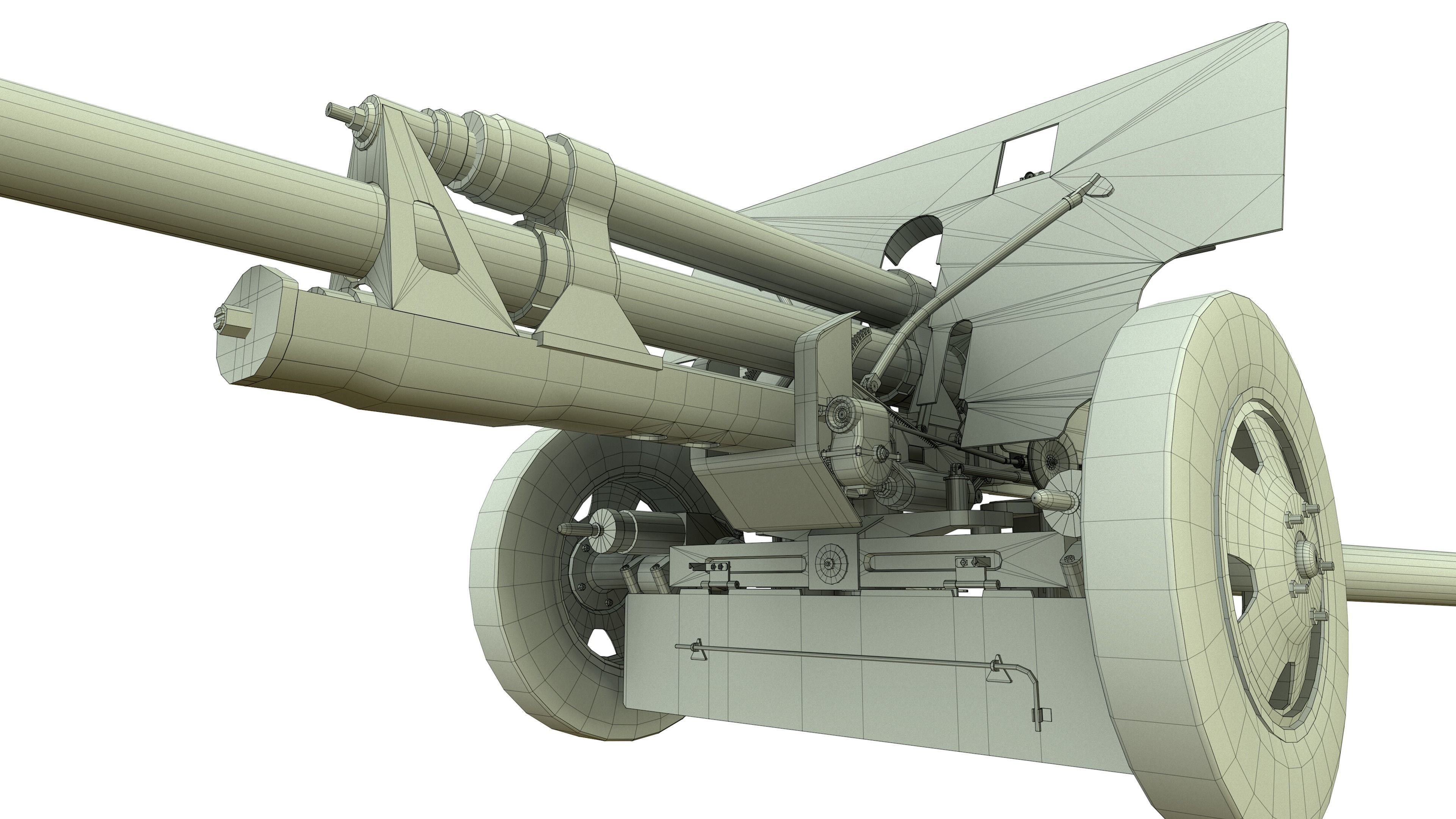 ZiS 3 soviet anti-tank gun Low-poly 3D model_8