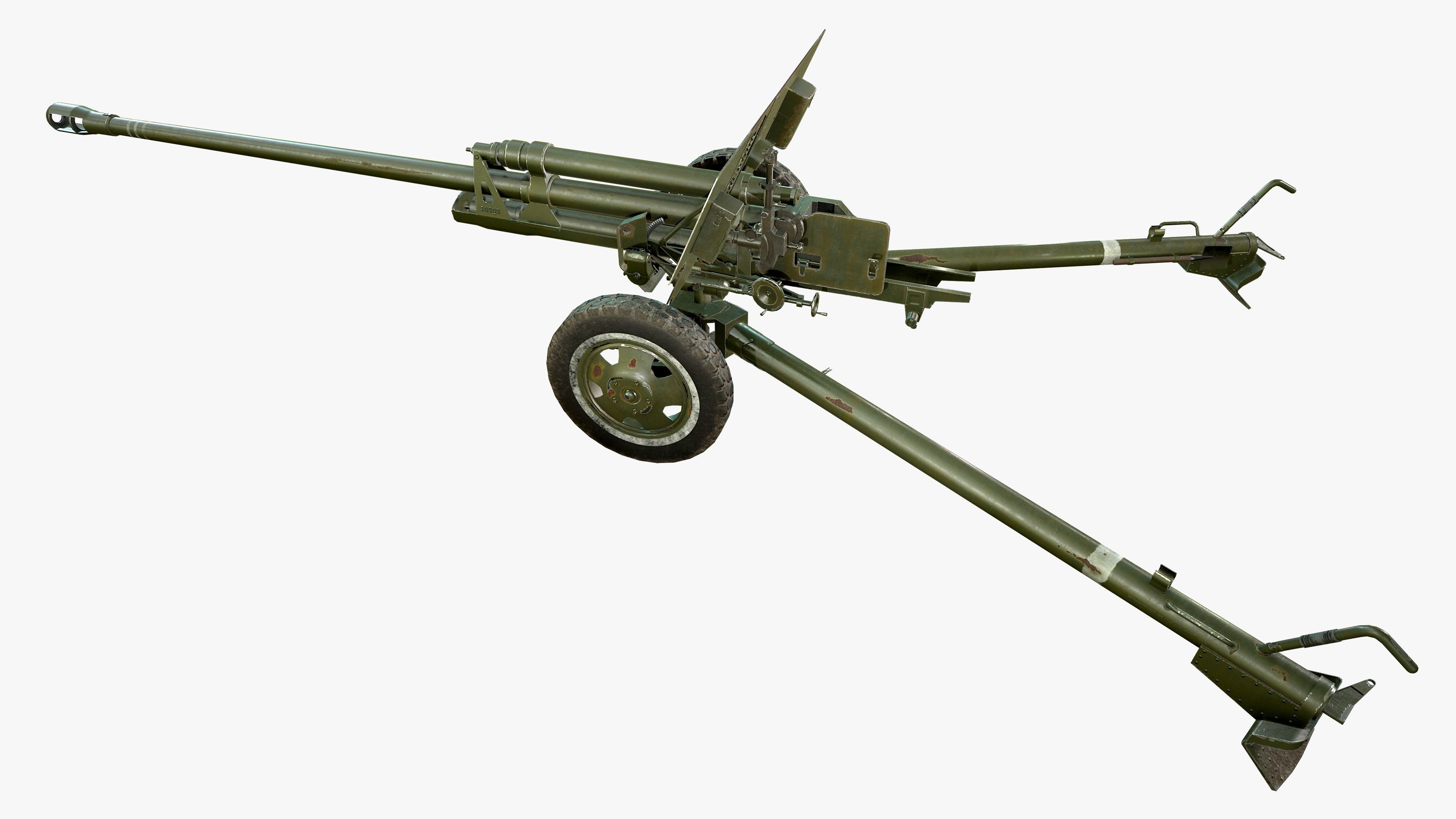 ZiS 3 soviet anti-tank gun Low-poly 3D model_3