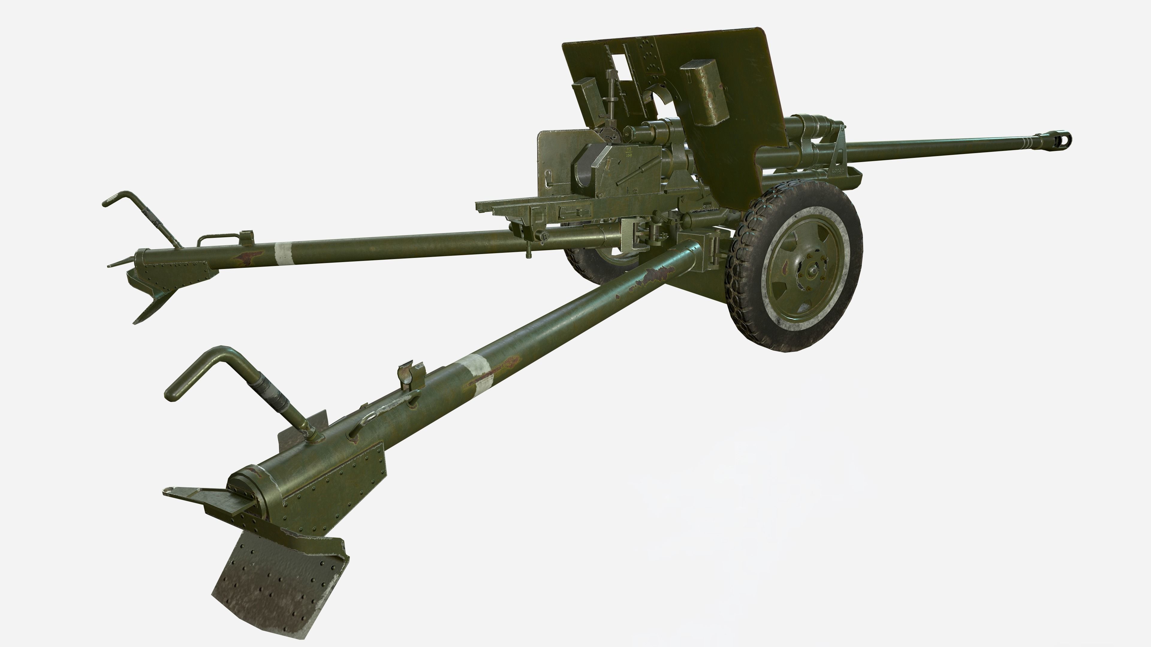 ZiS 3 soviet anti-tank gun Low-poly 3D model_5