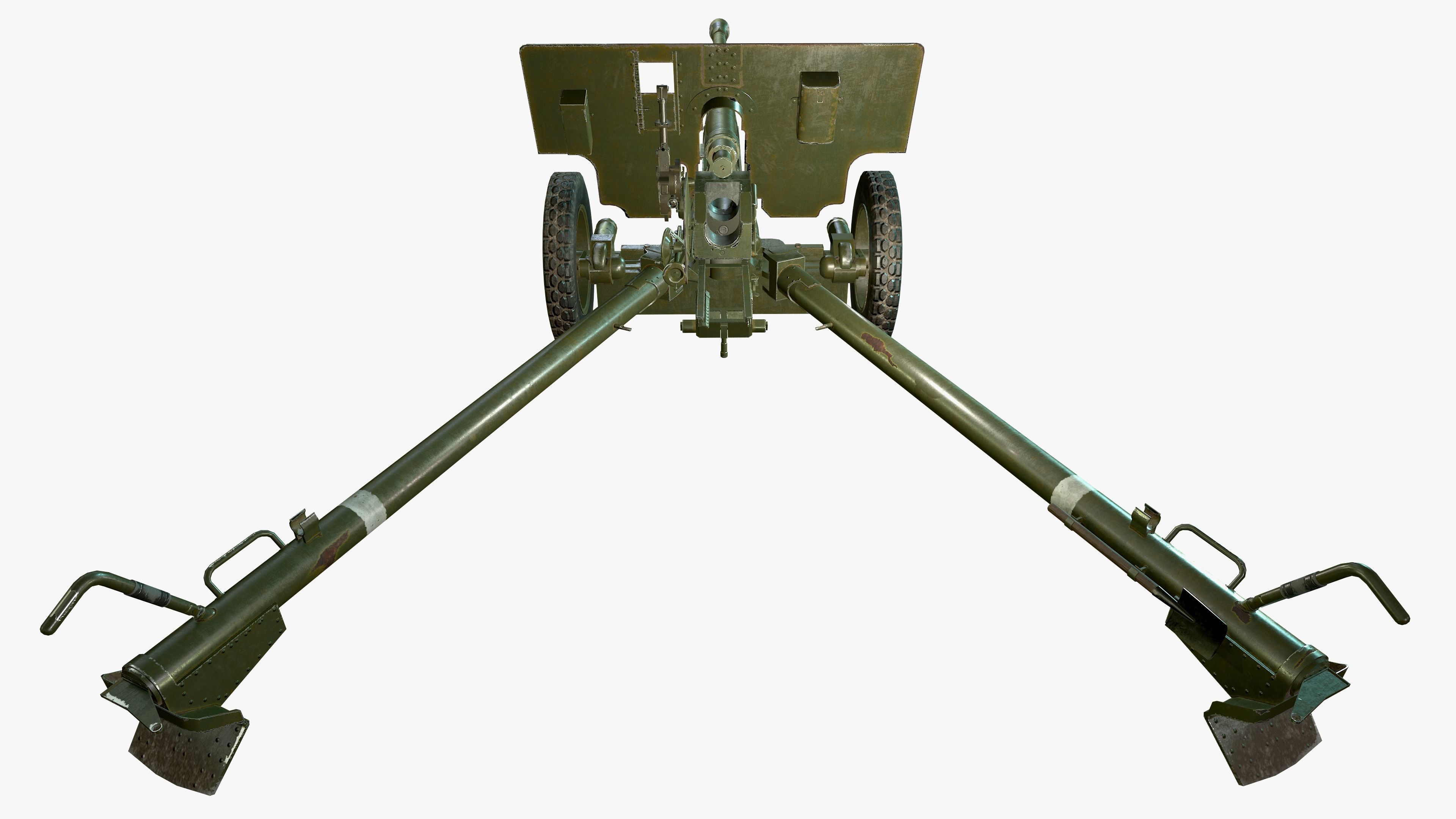 ZiS 3 soviet anti-tank gun Low-poly 3D model_6