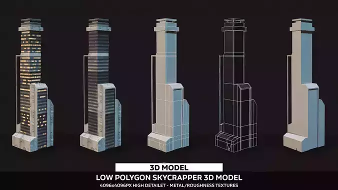 Sci-Fi Low Polygon Building Low-poly 3D model