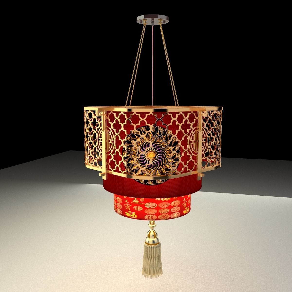 Chinese Red Lantern 3D model_1