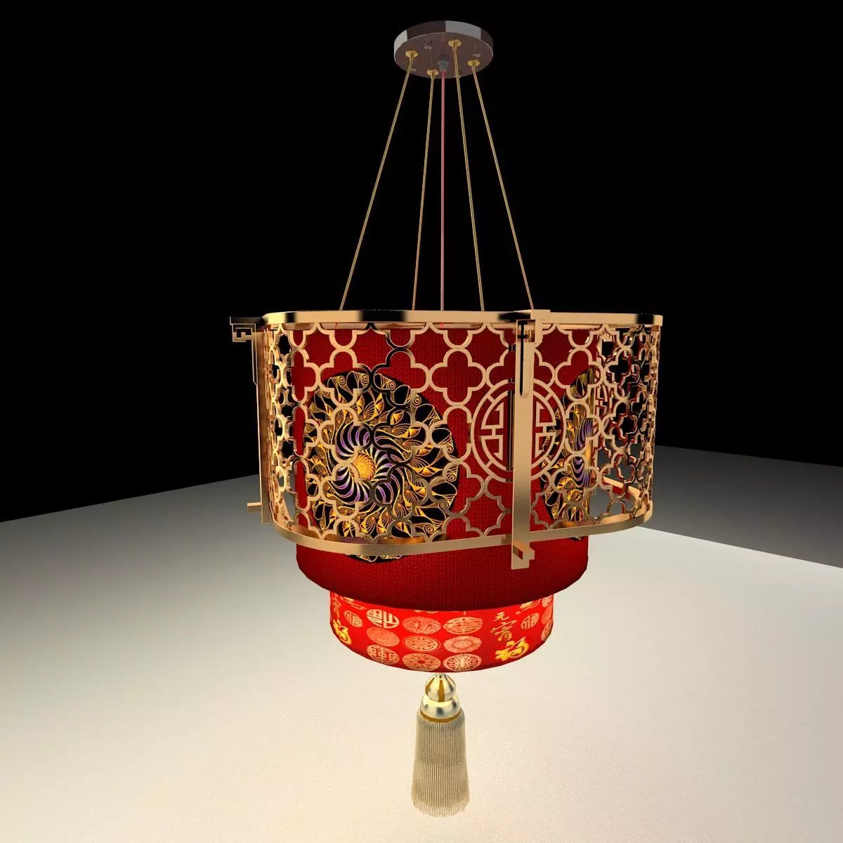 Chinese Red Lantern 3D model_0