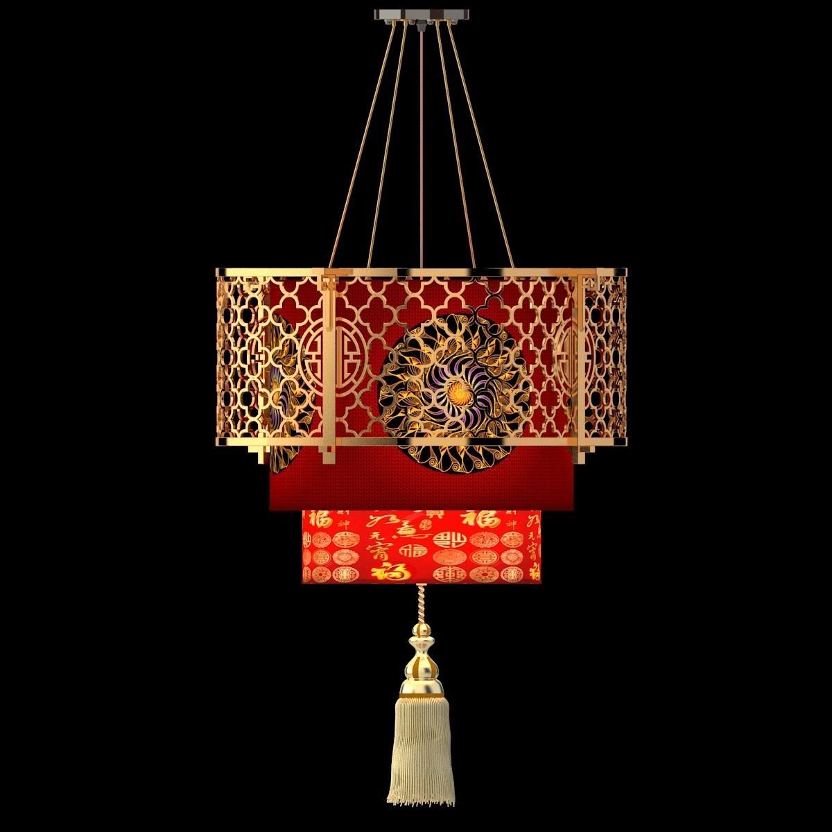 Chinese Red Lantern 3D model_2