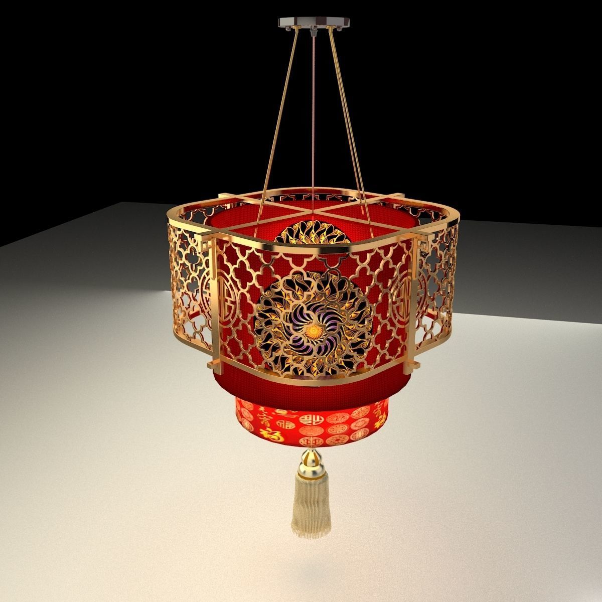 Chinese Red Lantern 3D model_4