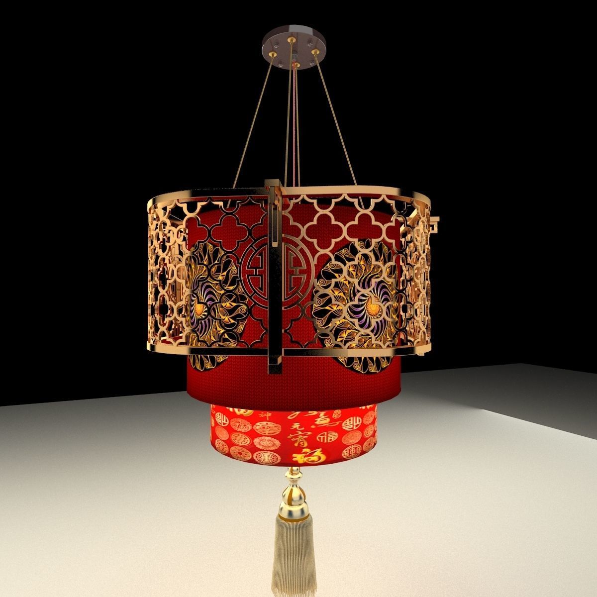 Chinese Red Lantern 3D model_3