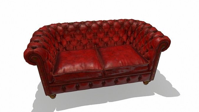 GoldArmChair chesterfield sofa Low-poly 3D model