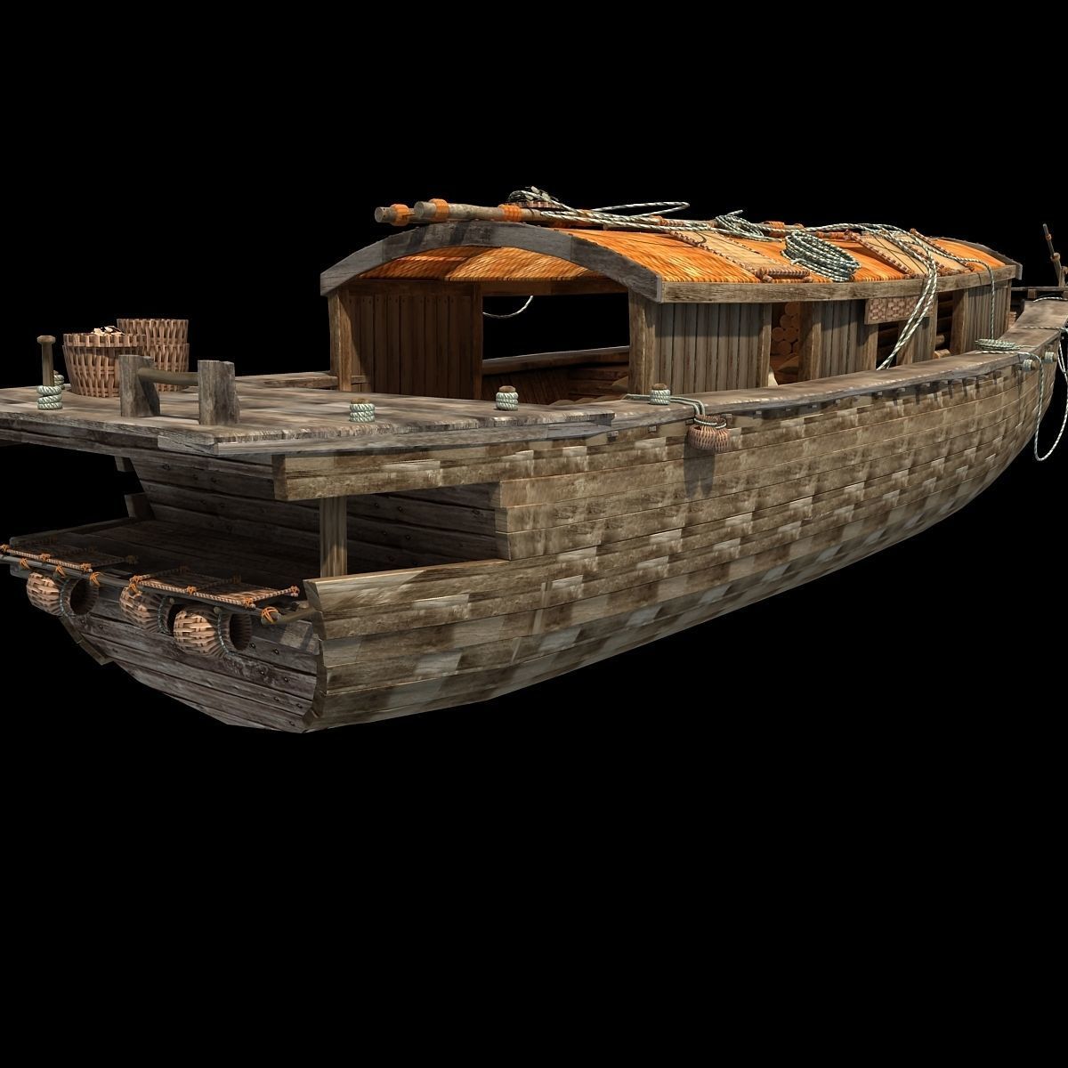 Chinese Fishing boat 3D model_3