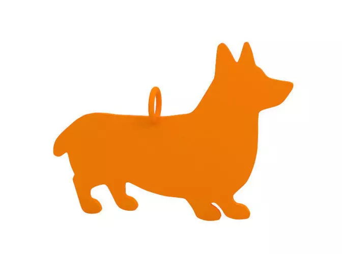 Keychain orange corgi silhouette hanging 3D print model