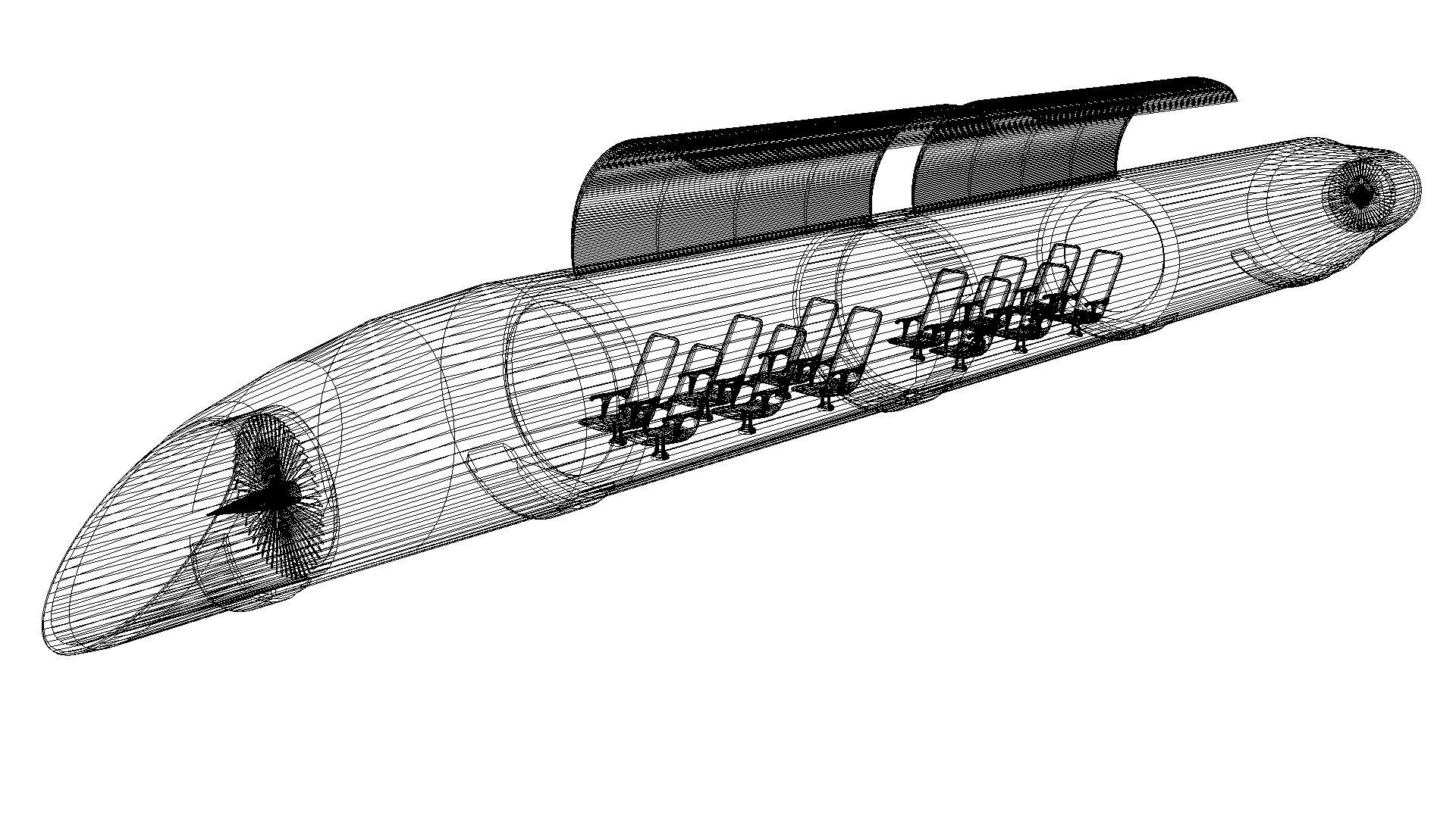 Hyperloop futuristic high speed train 3D model_9