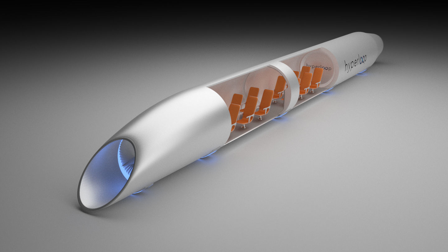 Hyperloop futuristic high speed train 3D model_5