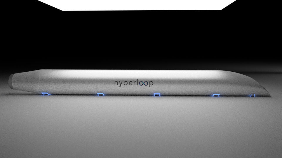 Hyperloop futuristic high speed train 3D model_7