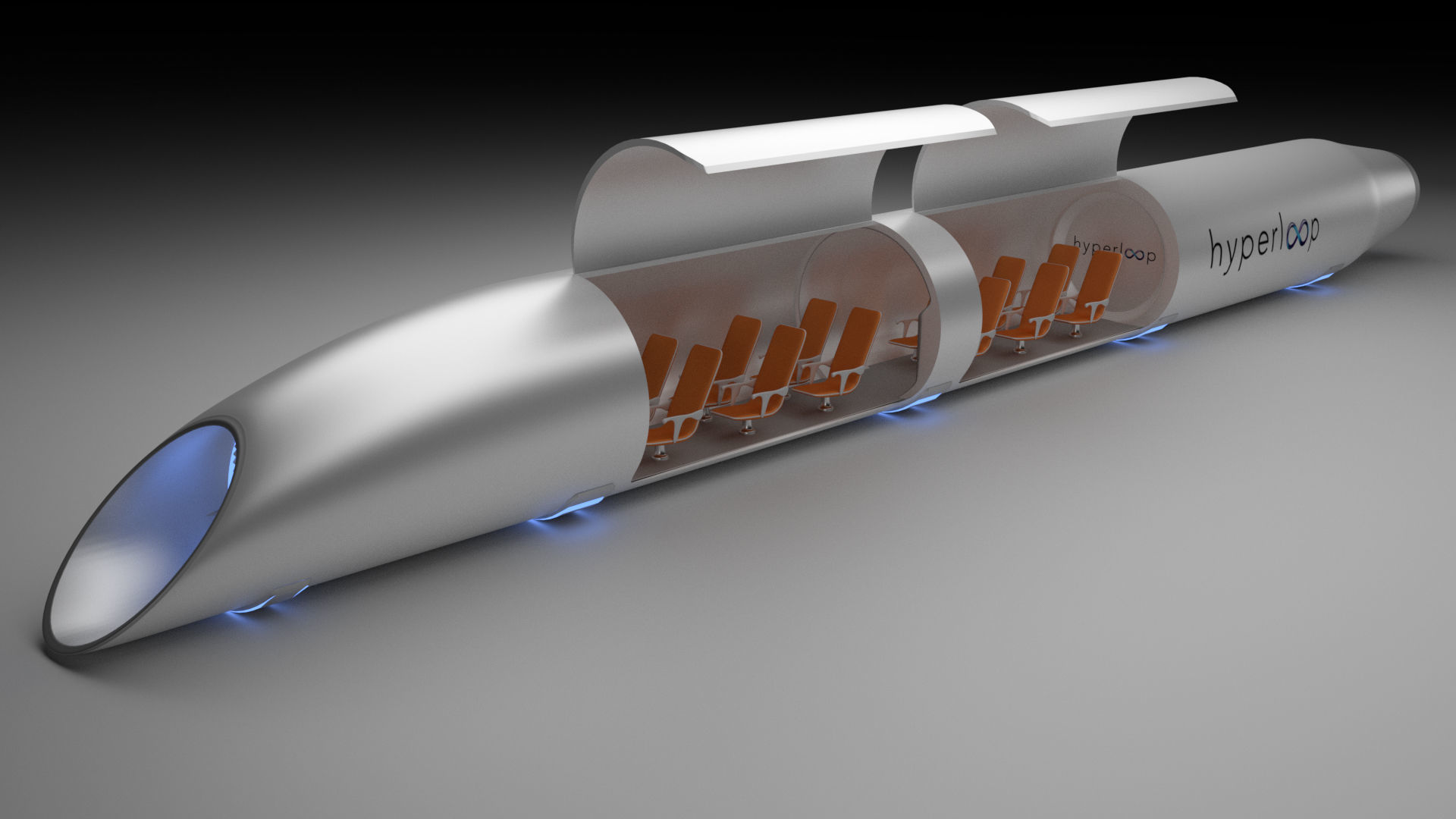 Hyperloop futuristic high speed train 3D model_2