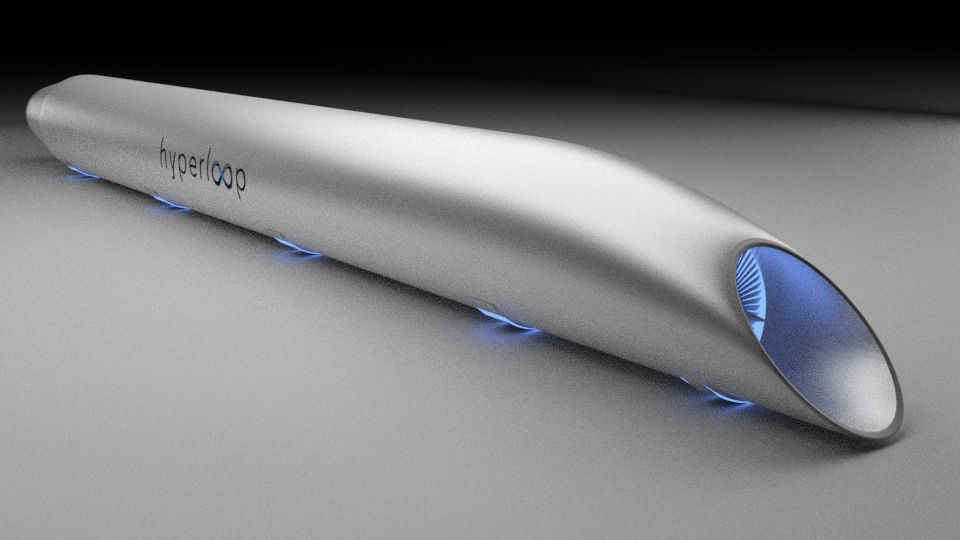 Hyperloop futuristic high speed train 3D model_1