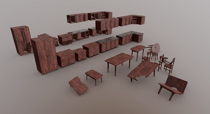Simple Furniture pack Low-poly 3D model