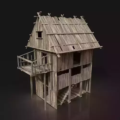 Next Gen AAA Wooden Settlement Scouttower Watchtower Viking Free low-poly 3D model