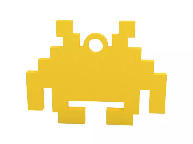Earring space invader 3D print model_0