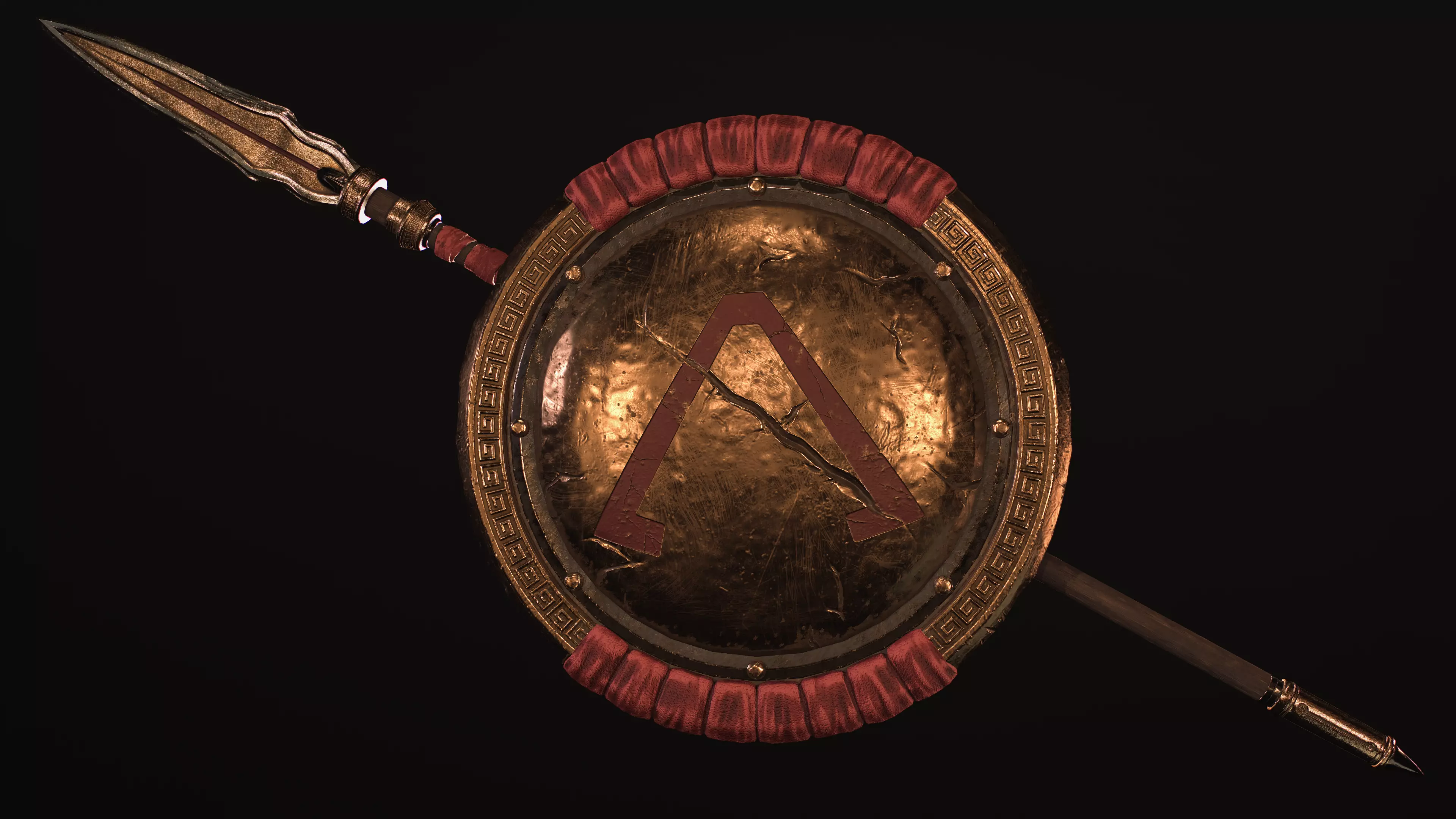 Spartan Shield and Spear Low-poly Game-ready  Low-poly 3D model_0